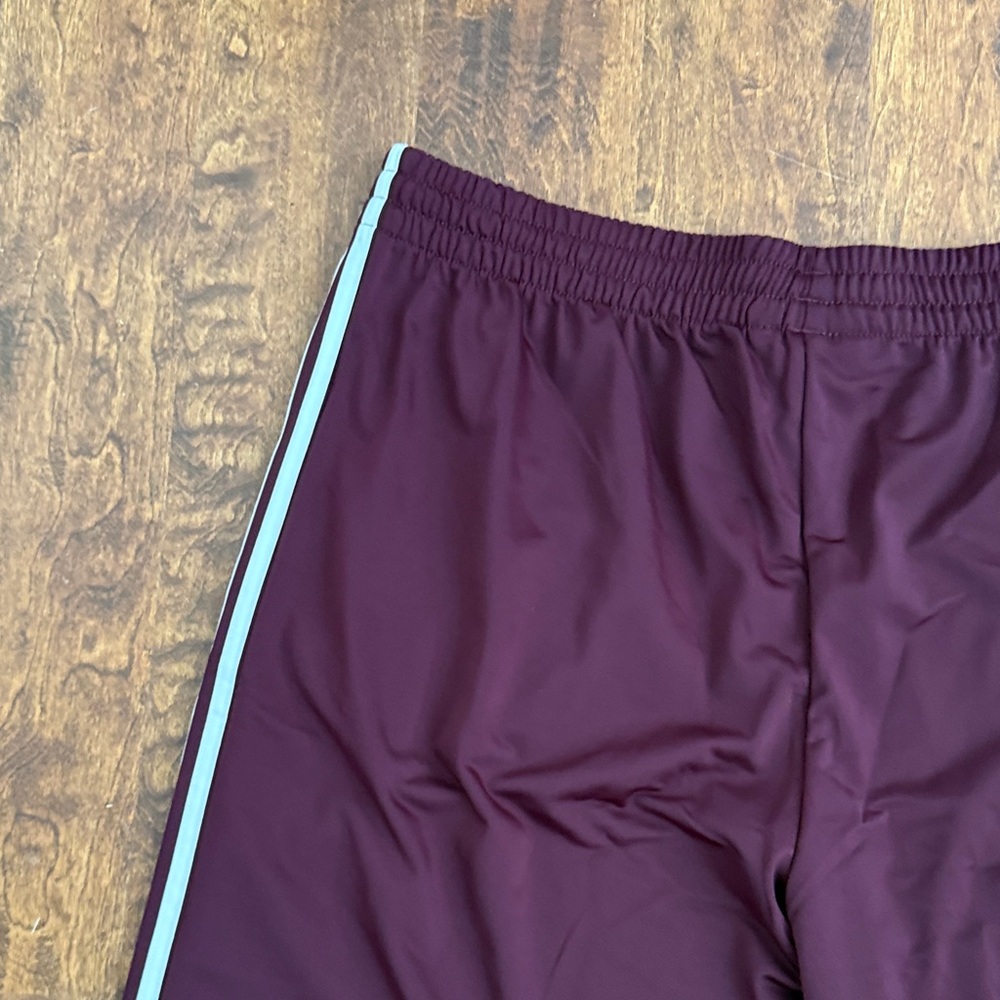 Adidas Maroon Trefoil Track Pants with White Stripes Size M - Picture 14 of 16